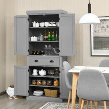Load image into Gallery viewer, Gymax Kitchen Cabinet Pantry Cupboard Freestanding w/Shelves Grey