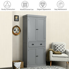 Load image into Gallery viewer, Gymax Kitchen Cabinet Pantry Cupboard Freestanding w/Shelves Grey