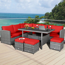 Load image into Gallery viewer, Gymax 7PCS Rattan Patio Sectional Sofa Set Conversation Set w/ Red Cushions