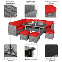 Load image into Gallery viewer, Gymax 7PCS Rattan Patio Sectional Sofa Set Conversation Set w/ Red Cushions