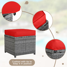 Load image into Gallery viewer, Gymax 7PCS Rattan Patio Sectional Sofa Set Conversation Set w/ Red Cushions
