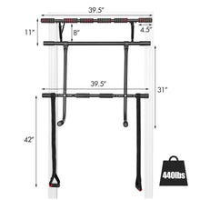 Load image into Gallery viewer, Gymax Pull Up Bar Doorway Trainer Chin Up Bar w/ Dip Bar & Power Ropes Home Gym