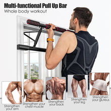 Load image into Gallery viewer, Gymax Pull Up Bar Doorway Trainer Chin Up Bar w/ Dip Bar & Power Ropes Home Gym