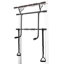 Load image into Gallery viewer, Gymax Pull Up Bar Doorway Trainer Chin Up Bar w/ Dip Bar & Power Ropes Home Gym