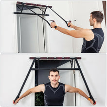 Load image into Gallery viewer, Gymax Pull Up Bar Doorway Trainer Chin Up Bar w/ Dip Bar & Power Ropes Home Gym
