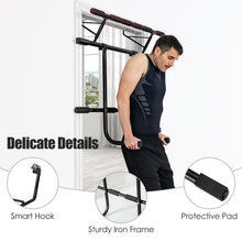 Load image into Gallery viewer, Gymax Pull Up Bar Doorway Trainer Chin Up Bar w/ Dip Bar & Power Ropes Home Gym