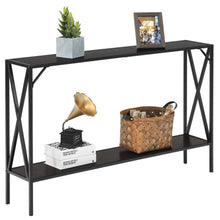 Load image into Gallery viewer, Gymax Console Table 2 Tier Sofa Side Accent Table w/ Shelf Entryway Hallway Brown