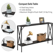 Load image into Gallery viewer, Gymax Console Table 2 Tier Sofa Side Accent Table w/ Shelf Entryway Hallway Brown
