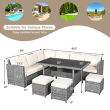 Load image into Gallery viewer, Gymax 7PCS Rattan Patio Sectional Sofa Set Conversation Set w/ White Cushions