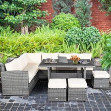 Load image into Gallery viewer, Gymax 7PCS Rattan Patio Sectional Sofa Set Conversation Set w/ White Cushions