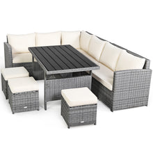 Load image into Gallery viewer, Gymax 7PCS Rattan Patio Sectional Sofa Set Conversation Set w/ White Cushions