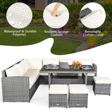 Load image into Gallery viewer, Gymax 7PCS Rattan Patio Sectional Sofa Set Conversation Set w/ White Cushions