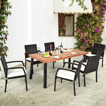 Load image into Gallery viewer, Gymax 7PCS Patio Rattan Dining Set Wooden Table Top Cushioned Chair Garden