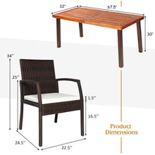 Load image into Gallery viewer, Gymax 7PCS Patio Rattan Dining Set Wooden Table Top Cushioned Chair Garden