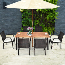 Load image into Gallery viewer, Gymax 7PCS Patio Rattan Dining Set Wooden Table Top Cushioned Chair Garden
