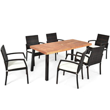 Load image into Gallery viewer, Gymax 7PCS Patio Rattan Dining Set Wooden Table Top Cushioned Chair Garden