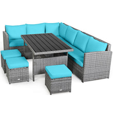 Load image into Gallery viewer, Gymax 7PCS Rattan Patio Sectional Sofa Set Conversation Set w/ Turquoise Cushions
