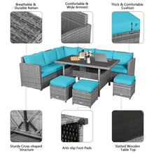 Load image into Gallery viewer, Gymax 7PCS Rattan Patio Sectional Sofa Set Conversation Set w/ Turquoise Cushions