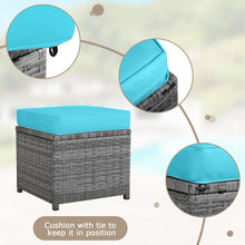 Load image into Gallery viewer, Gymax 7PCS Rattan Patio Sectional Sofa Set Conversation Set w/ Turquoise Cushions