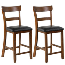 Load image into Gallery viewer, Gymax Set of 2 Barstools Counter Height Chairs w/Leather Seat & Rubber Wood Legs