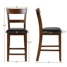 Load image into Gallery viewer, Gymax Set of 2 Barstools Counter Height Chairs w/Leather Seat & Rubber Wood Legs