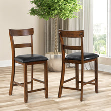 Load image into Gallery viewer, Gymax Set of 2 Barstools Counter Height Chairs w/Leather Seat & Rubber Wood Legs