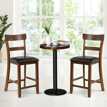 Load image into Gallery viewer, Gymax Set of 2 Barstools Counter Height Chairs w/Leather Seat & Rubber Wood Legs