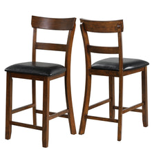 Load image into Gallery viewer, Gymax Set of 2 Barstools Counter Height Chairs w/Leather Seat & Rubber Wood Legs
