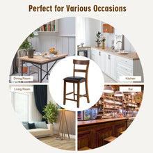 Load image into Gallery viewer, Gymax Set of 2 Barstools Counter Height Chairs w/Leather Seat & Rubber Wood Legs