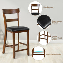 Load image into Gallery viewer, Gymax Set of 2 Barstools Counter Height Chairs w/Leather Seat & Rubber Wood Legs