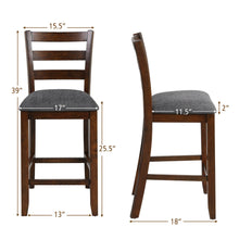 Load image into Gallery viewer, Gymax Set of 4 Barstools Counter Height Chairs w/Fabric Seat & Rubber Wood Legs