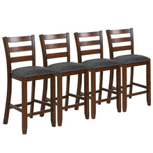 Load image into Gallery viewer, Gymax Set of 4 Barstools Counter Height Chairs w/Fabric Seat & Rubber Wood Legs