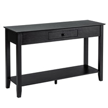 Load image into Gallery viewer, Gymax Console Table with Drawer Shelf 2 Tier Sofa Side Accent Table Black
