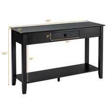 Load image into Gallery viewer, Gymax Console Table with Drawer Shelf 2 Tier Sofa Side Accent Table Black
