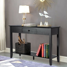 Load image into Gallery viewer, Gymax Console Table with Drawer Shelf 2 Tier Sofa Side Accent Table Black
