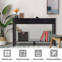 Load image into Gallery viewer, Gymax Console Table with Drawer Shelf 2 Tier Sofa Side Accent Table Black