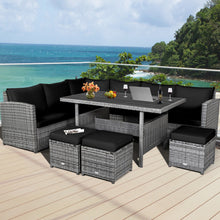 Load image into Gallery viewer, Gymax 7PCS Rattan Patio Sectional Sofa Set Conversation Set w/ Black Cushions
