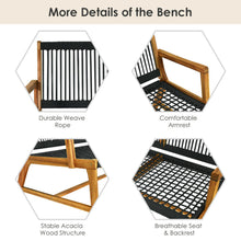 Load image into Gallery viewer, Gymax Wooden Rope Bench Loveseat Patio Garden Outdoor w/ Backrest & Armrest Black