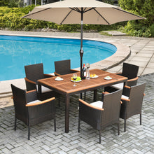Load image into Gallery viewer, Gymax 7PCS Rattan Outdoor Dining Set Patio Furniture Set w/ Cushions Umbrella Hole