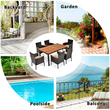 Load image into Gallery viewer, Gymax 7PCS Rattan Outdoor Dining Set Patio Furniture Set w/ Cushions Umbrella Hole