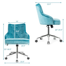 Load image into Gallery viewer, Gymax Velvet Office Chair Upholstered Swivel Computer Task Chair Turquoise