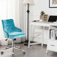 Load image into Gallery viewer, Gymax Velvet Office Chair Upholstered Swivel Computer Task Chair Turquoise