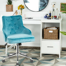 Load image into Gallery viewer, Gymax Velvet Office Chair Upholstered Swivel Computer Task Chair Turquoise