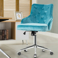 Load image into Gallery viewer, Gymax Velvet Office Chair Upholstered Swivel Computer Task Chair Turquoise