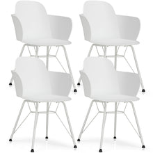 Load image into Gallery viewer, Gymax 4PCS Modern Dining Chair Plastic Arm Chair Office Home w/ Metal Legs White