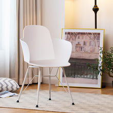 Load image into Gallery viewer, Gymax 4PCS Modern Dining Chair Plastic Arm Chair Office Home w/ Metal Legs White