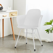 Load image into Gallery viewer, Gymax 4PCS Modern Dining Chair Plastic Arm Chair Office Home w/ Metal Legs White