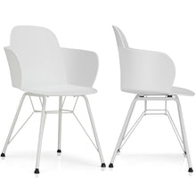 Load image into Gallery viewer, Gymax 4PCS Modern Dining Chair Plastic Arm Chair Office Home w/ Metal Legs White