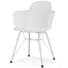 Load image into Gallery viewer, Gymax 4PCS Modern Dining Chair Plastic Arm Chair Office Home w/ Metal Legs White