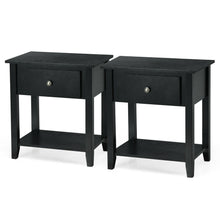 Load image into Gallery viewer, Gymax 2PCS Nightstand Sofa End Side Table W/ Storage Drawer Bottom Shelf Black